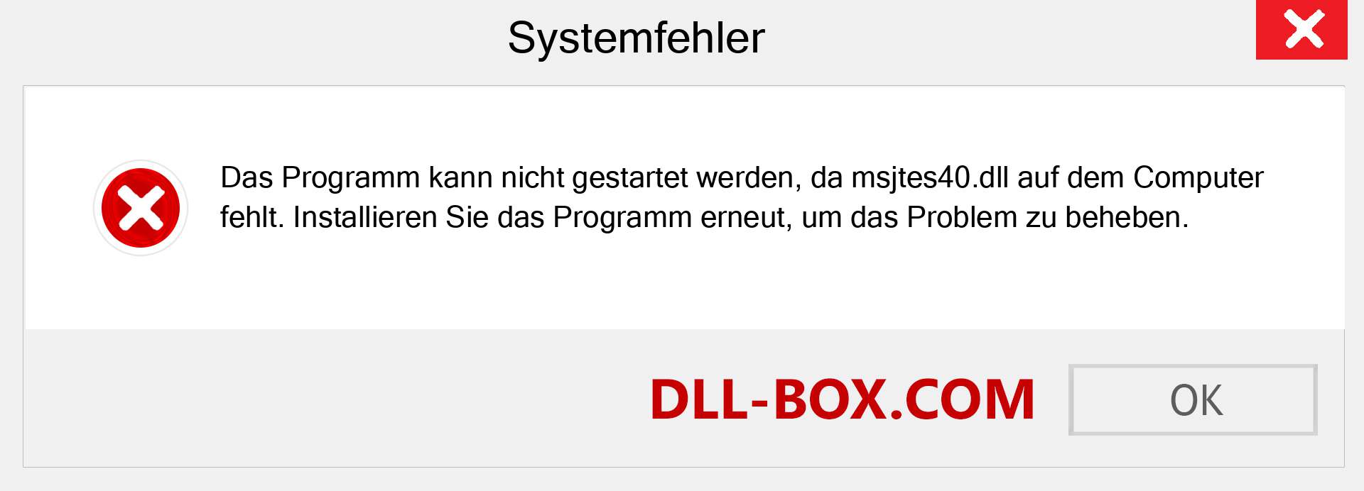 msjtes40.dll-Datei fehlt?. Download für Windows 7, 8, 10 - Fix msjtes40 dll Missing Error unter Windows, Fotos, Bildern