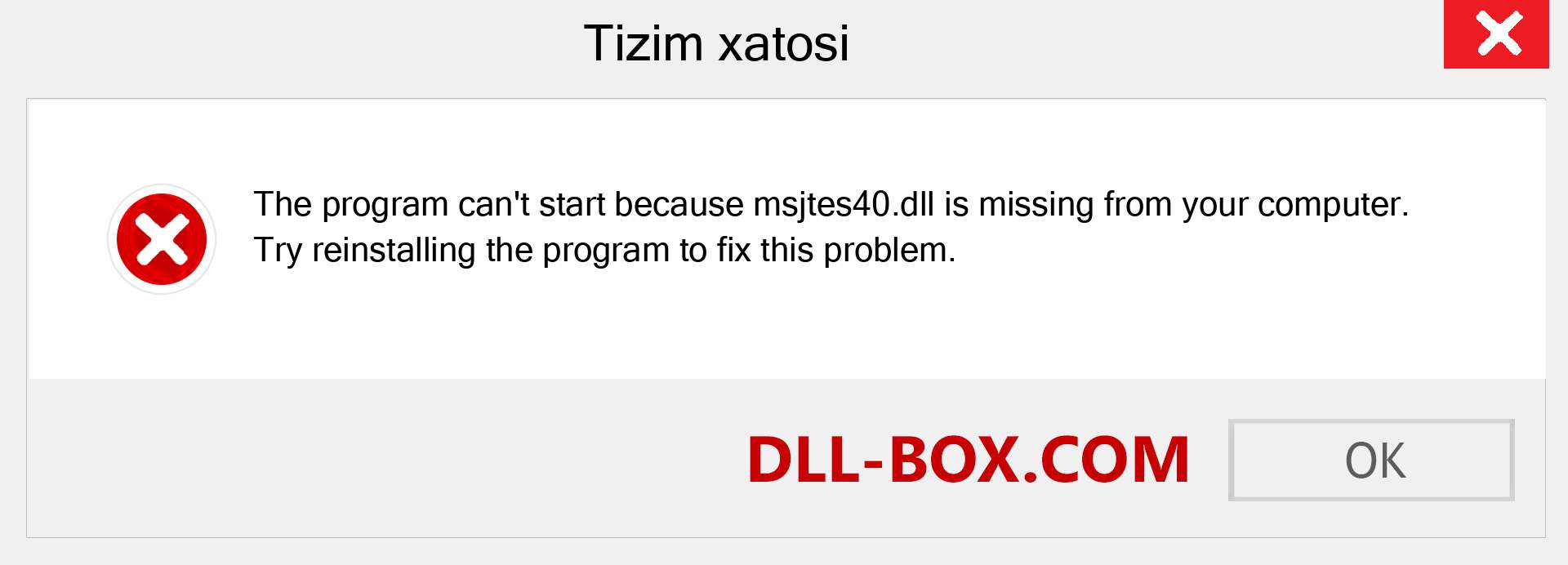 msjtes40.dll fayli yo'qolganmi?. Windows 7, 8, 10 uchun yuklab olish - Windowsda msjtes40 dll etishmayotgan xatoni tuzating, rasmlar, rasmlar